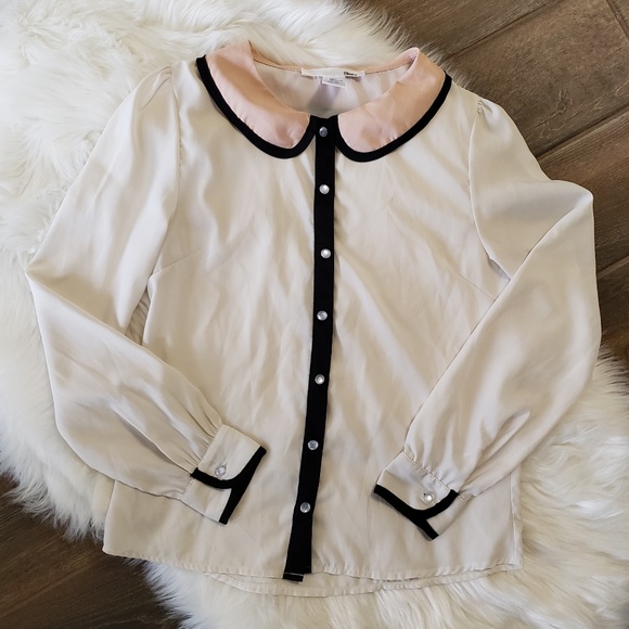 Ellison Tops - B2G1 Ellison Color Block Peter Pan Collar Blouse